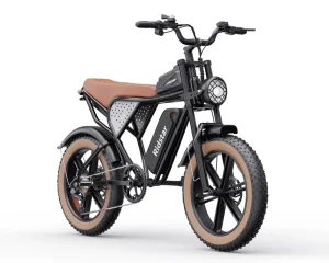 Q20 Brown Electronic Bikes for Adult Mountain Ebike 15Ah 7 Speed Gears 4.0 Fat Tires