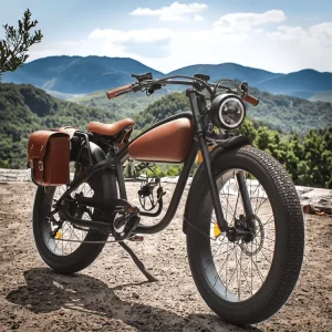 Retro Chopper Electric Bicycle Fat Tire Hub Motor Disc Brake Lithium Battery Vintage Beach Electric Cruiser Bike