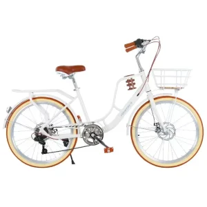 Retro City Bike 24 Inch Classic Commuter Bicycle Vintage Style Urban Bike