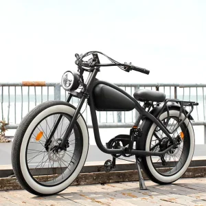 Retro Electric Cruiser Bike Fat Tire Lithium Battery 250W/500W/750W Chopper Ebike Style