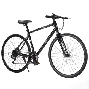 Road Bike Dual Disc Brakes 700C Wheels Adult 7-speed Spring Fork Suspension High Carbon Steel Racing Bike Men Women