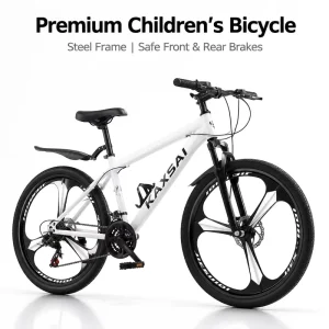Safe Durable Kids Bicycle 22 24 26 Inch Children’s Bike with Training Wheels and Basket for Toddlers Boys Girls Outdoor Sporting