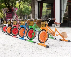 Smoothie Bike for Kids Aluminum Alloy Frame Plastic Basket 90kg Load Capacity Commercial Juice Making Bicycle