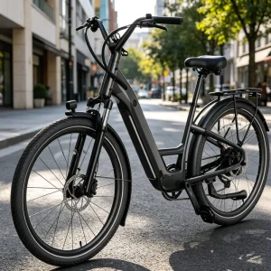 Step Through City Electric Bike LG Battery Hydraulic Disc Brake Long Range Commuter E-Bike With Rear Cargo Rack
