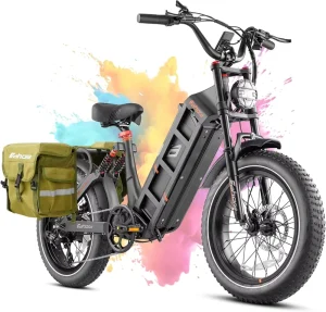 Step-Thru Fat Tire Electric Bike Utility Electric Bicycle With Rear Cargo Rack for Adults 20 Inch