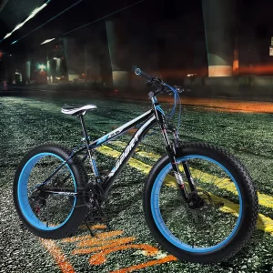 Straight Bar Fat Mountain Bike 26 Inch 40 Wide Width Tires Dual Disc Brakes Front Suspension Shock Absorption