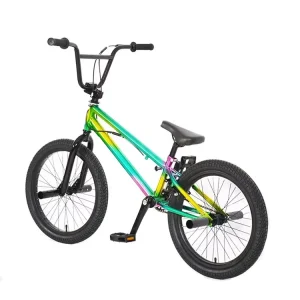 Street BMX Bike with Chrome and Gold Finish 20 Inch Freestyle Bike Single Speed Steel Fork Ordinary Pedal