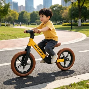 Sturdy Metal Plastic Hybrid Children Balance Bicycle With 12 Inch Wear resistant PU Wheels And Leather Cover Saddle
