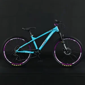 Stylish Purple Black Women’s Mountain Bike with Aluminum Alloy Fork Disc Brake Front Suspension Lightweight Design