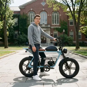 Stylish Retro Electric Bike with Removable Battery Cool Youth Bicycle for College Campus Commuting
