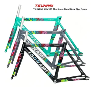 TSUNAMI SNM300 Aluminum Fixed Gear Track Racing Bicycle Frameset with Disc Brake Complete Headset Seat Post Clamp