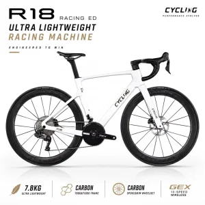 TWITTER R18 Full Carbon Aero Road Bike 700C Lightweight Racing Bicycle With WheelTop GEX Wireless Hydraulic Disc Brake