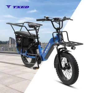TXED Durable 20 Inch 7 Speed 48V 750W Rear Hub Motor Electric Cargo Bicycle Fat Tire Hydraulic Disc Brakes Electric Cargo Bike
