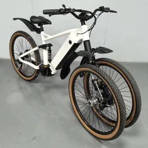 Three-wheeled Mountain Bike with Center Shock 29-inch Disc Brake Aluminum Alloy Frame Mid-drive Assisted 7-Speed Bicycle