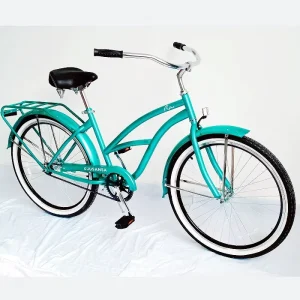 Green TIG-Welded Design Stretch High-End Beach Cruiser Bicycle, Single Speed
