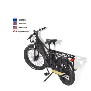 UK US EU Warehouse E-Bicycle Full Suspension E-Bike 1000W 15Ah Removable Lithium Battery 20″ Fat Tire Electric Cargo Bike for Adult