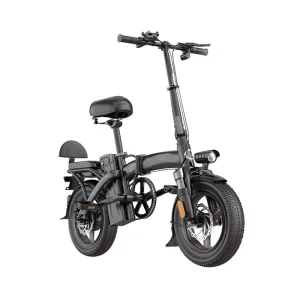 USA 14″ Foldable Electric Bike 500W Peak Power 30 Miles Range Removable Battery Dual Shock Absorption Electric Folding Bike