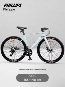 Ultra Light Magnesium Alloy 700C Road Bike Men’s Flat Bar Racing Bicycle Adult Commuter Mountain Bike