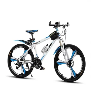 Ultra Lightweight Carbon Fibre 24 26-Inch Road Bike Men’s Women’s 21 Speed Gears Wide Tire Blue Large Wheel Load