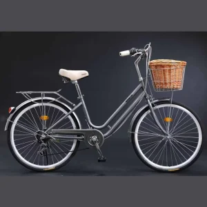 Unisex City Bike 24 Inch With 7 Speed Gears High Carbon Steel Frame Classic Men and Women Double V Brakes