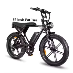 V8 PRO 24 Inch Electric Mountain Bike Big Tire Fat E Bikes Adults 25km/h Speed 250W Motor 48V Steel