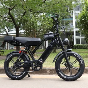 VOMO X50 Black Fat-Tire Bicycle, 250W 48V Rear Hub Motor, Fast Hybrid Chopper Bike, Electric Bicycle, V8 Electric Bicycle