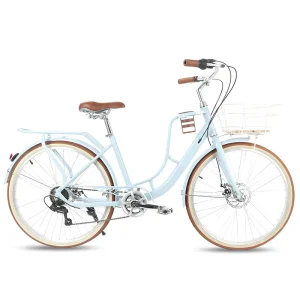 WANYI Classic Retro Urban 7 Speed 24 Inch City Bike For Adults Women’s Aluminum Alloy Rims Carbon Steel Frame Bicycle