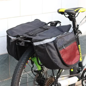 Waterproof Canvas Bike Side Bags with Zipper Closure and Stable Mounting Bicycle Pannier Bags for Touring Riding