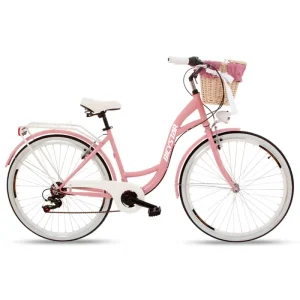 Women Pink 28 Size Hybrid City Bicycle 28 Inch Single Speed Lady Bike with Basket Aluminium Vintage Beach Cruiser Bicycle Urban