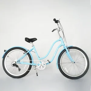 Women’s 26 Inch Vintage Retro Cruiser Beach Bike with Step-Thru Frame 7-Speed Aluminum Alloy Disc Brake Fork