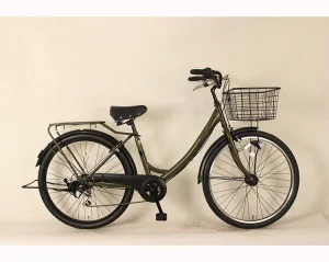 Women’s Bicycle 24 Inch 6 Speed Retro with Big Basket Aluminum Alloy Rim Steel Fork Ladies Bike