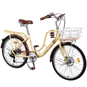 Women’s City Bicycles 24-inch 26-inch Carbon Steel Frame Variable Speed Bicycles for City Use Urban Bike with Coffee Stand