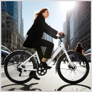 Women’s City Electric Bicycle MXUS 36V 350W Step Through Commuting E-Bike with Basket and Rear Seat