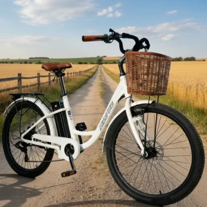 Women’s City Urban Electric Bike Long Range 36V 250W Lithium Battery Pedal Assist Dual Disc Brakes Commuting Daily Use