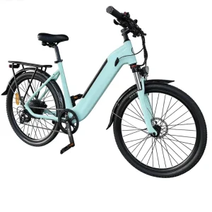 Women’s Electric Mountain Bike 48V 500W Battery Chargeable Bicycle Electric City Bike 9 Speed Front Sus Dual Disc Brakes