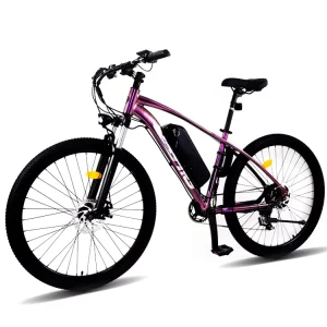 Women’s Electric Mountain Bike Aluminum Alloy Frame Rear Hub Motor 36V 350W Integrated Battery 21-Speed Disc Brake 27.5″ Wheel