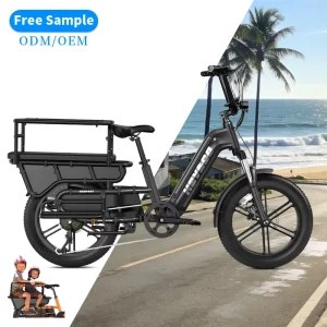 YEESTEP 48V15A 2 Seater Electric Bike Cargo Bicycle Electric Folding Delivery Ebike