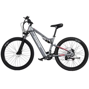 YG90 Gray Electric Mountain Bike 48V 17Ah Lithium Brushless Motor Full Suspension Aluminum Alloy Frame Hydraulic