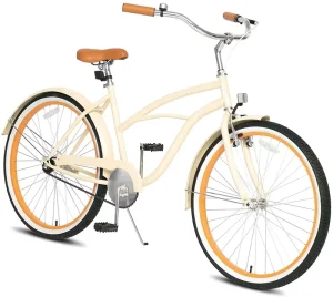 Custom-Color Single-Speed Pedal-Brake Adult Steel Beach Cruiser Bicycle, Unisex Women’s City Bike