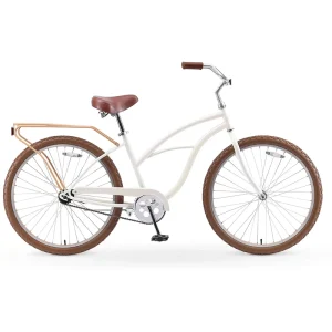 Custom Color Steel Beach Cruiser Bicycle Factory Women’s Single-Speed City Bike with Rear Carrier