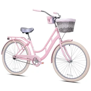 Single-Speed Unisex Beach Cruiser Bicycle, Lightweight Steel Frame, Colorful Rental Bike