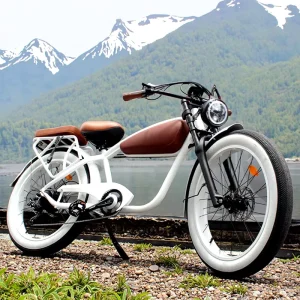 Electric Vintage Cruiser Bicycle, Vintage Electric Bicycle with Suspension, Retro-Style Electric Bicycle