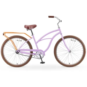 Vintage Steel Beach Bicycle, Women’s Colorful Single-Speed Beach Bike, Women’s City Bicycle for Public Rental
